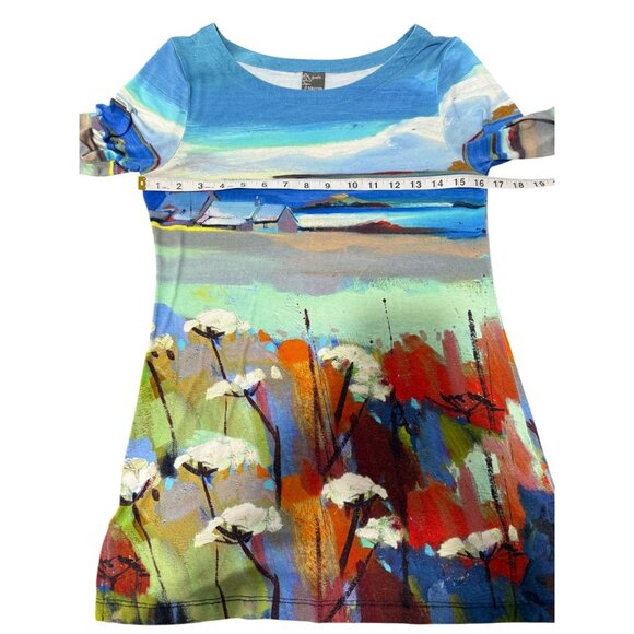 Dolcezza Womens Top Colorful Seaside Beach Artistic 3/4 Sleeve Tunic Size XS - Picture 5 of 6